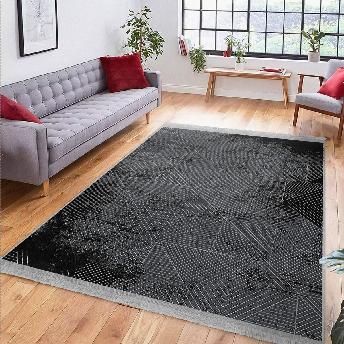 The Geometric Lattice Washable Area Rug