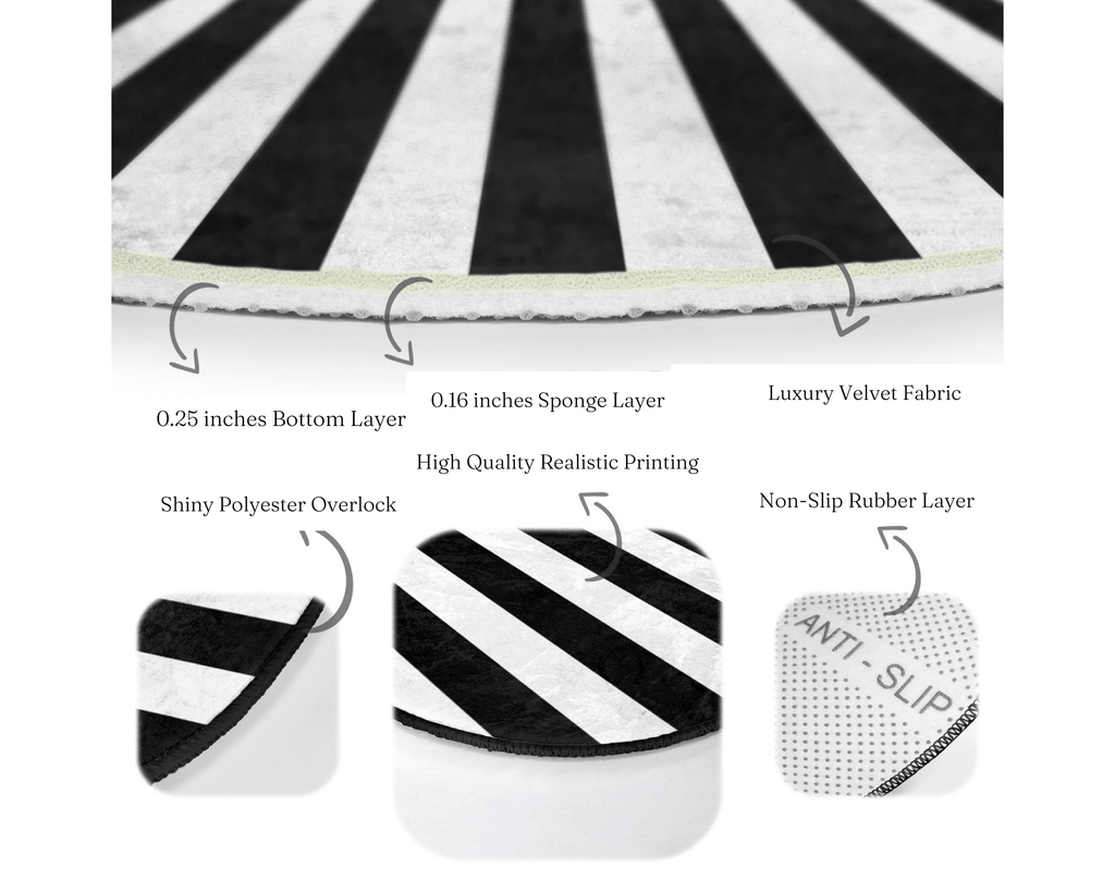 The Monochrome Geometric Contrast Round Rug