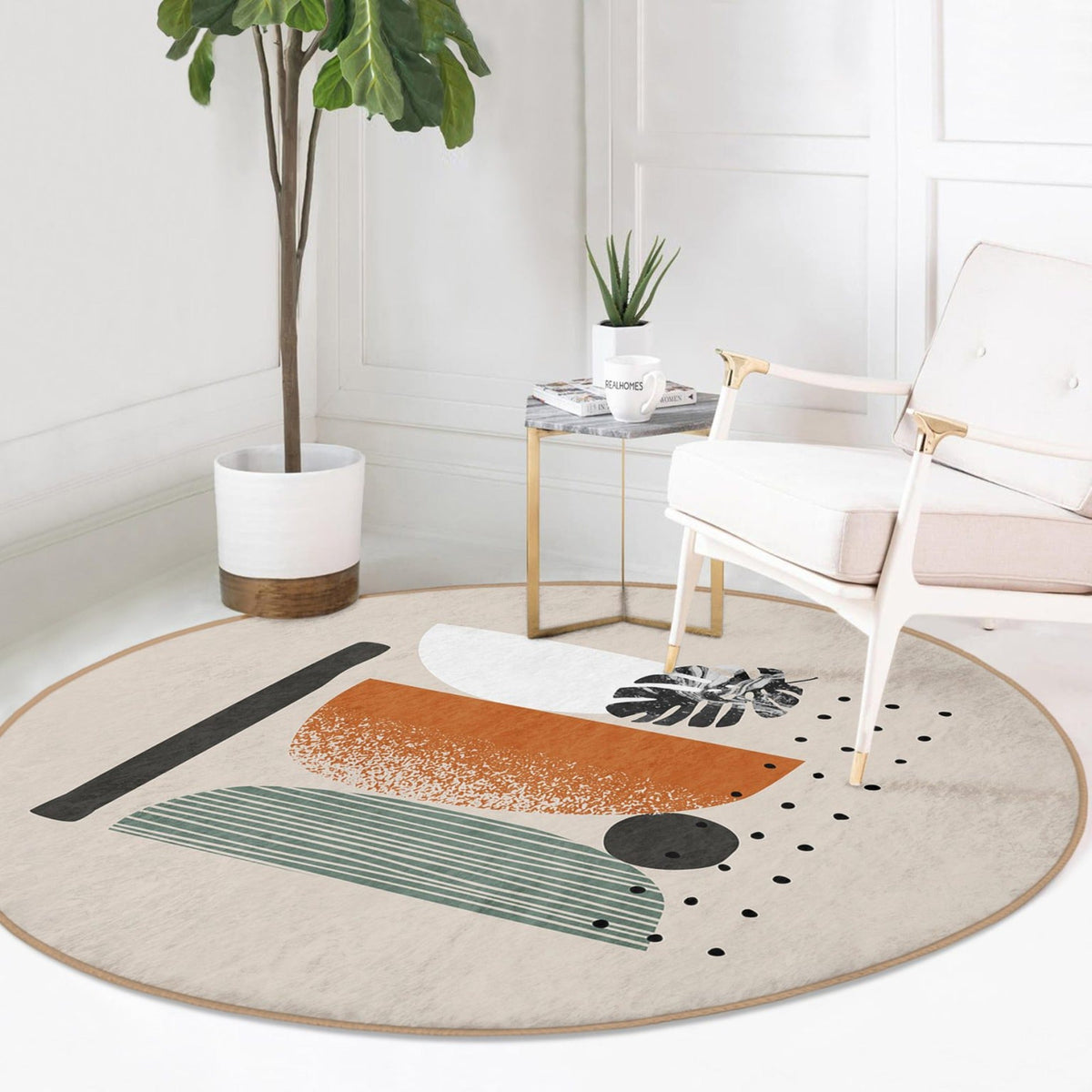 The Contemporary Abstract Living Room Round Rug