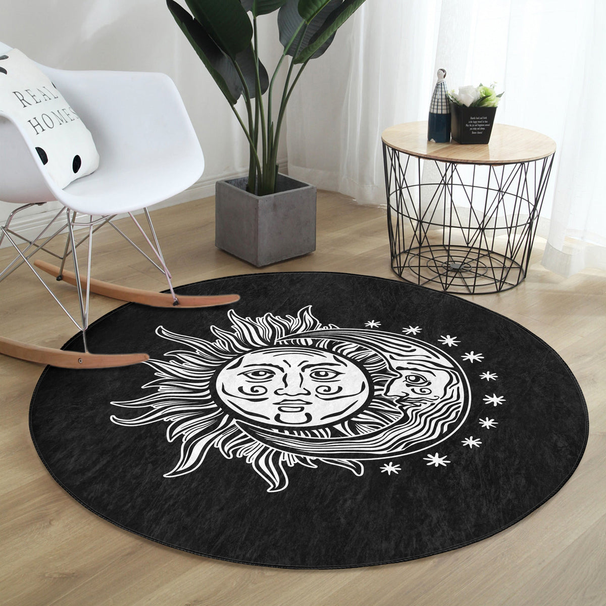 The Eclipse Sun & Moon Meditative Round Rug