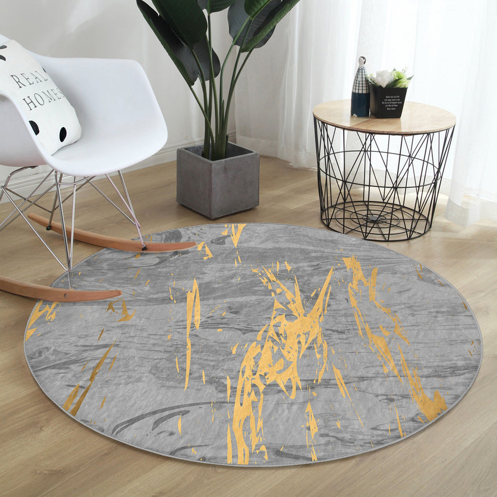 The Imperial Gray Marble Luxury Round Rug