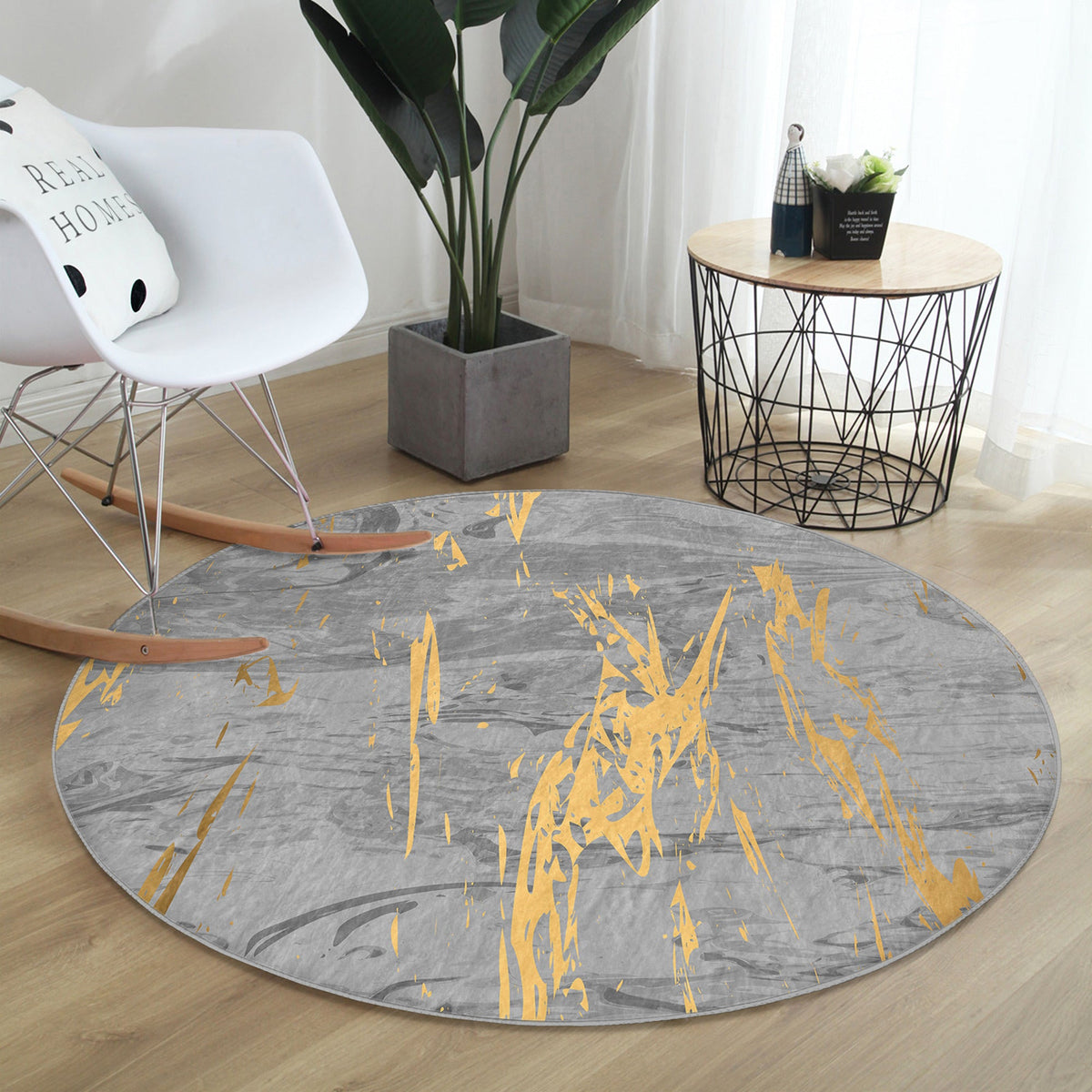 The Imperial Gray Marble Luxury Round Rug