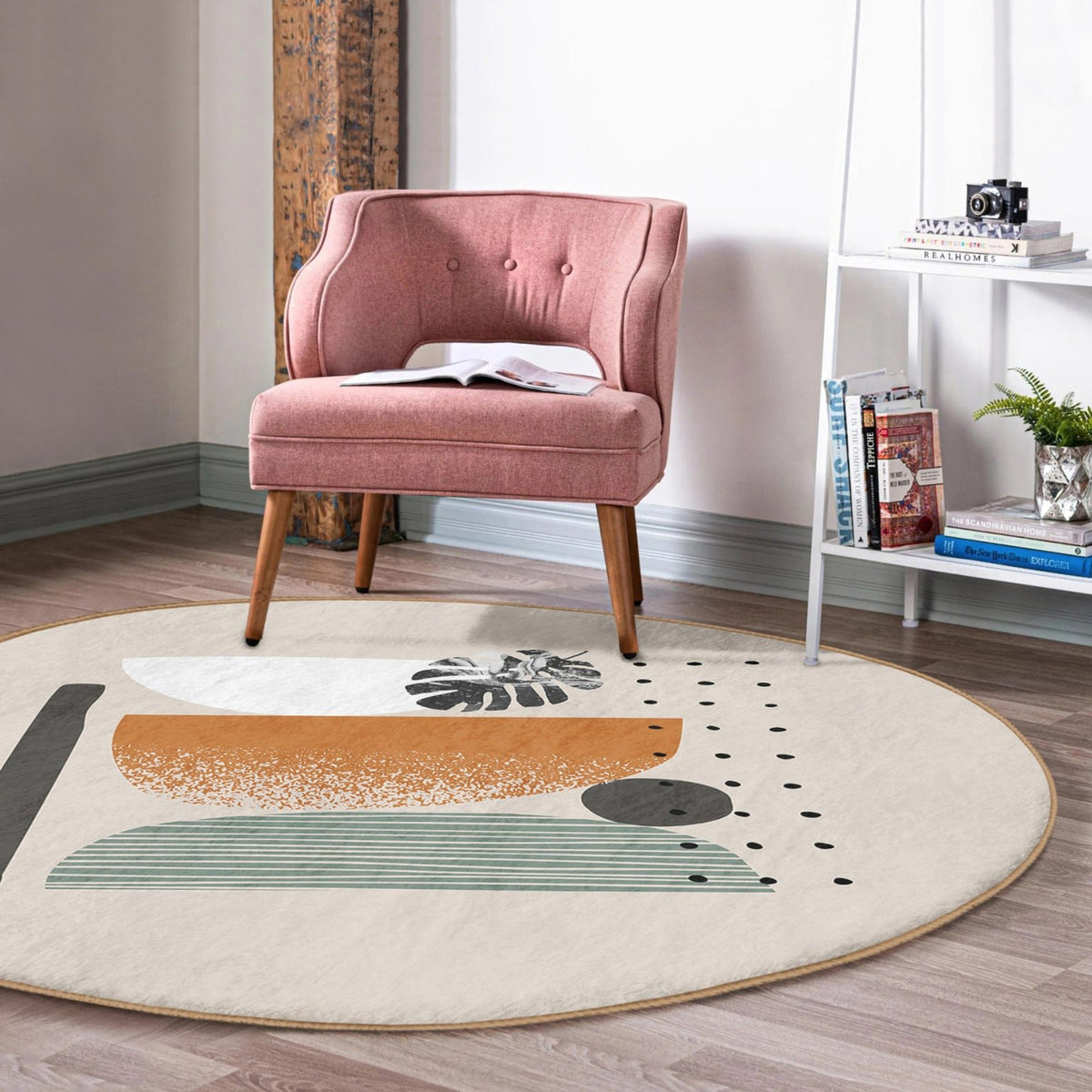 The Contemporary Abstract Living Room Round Rug