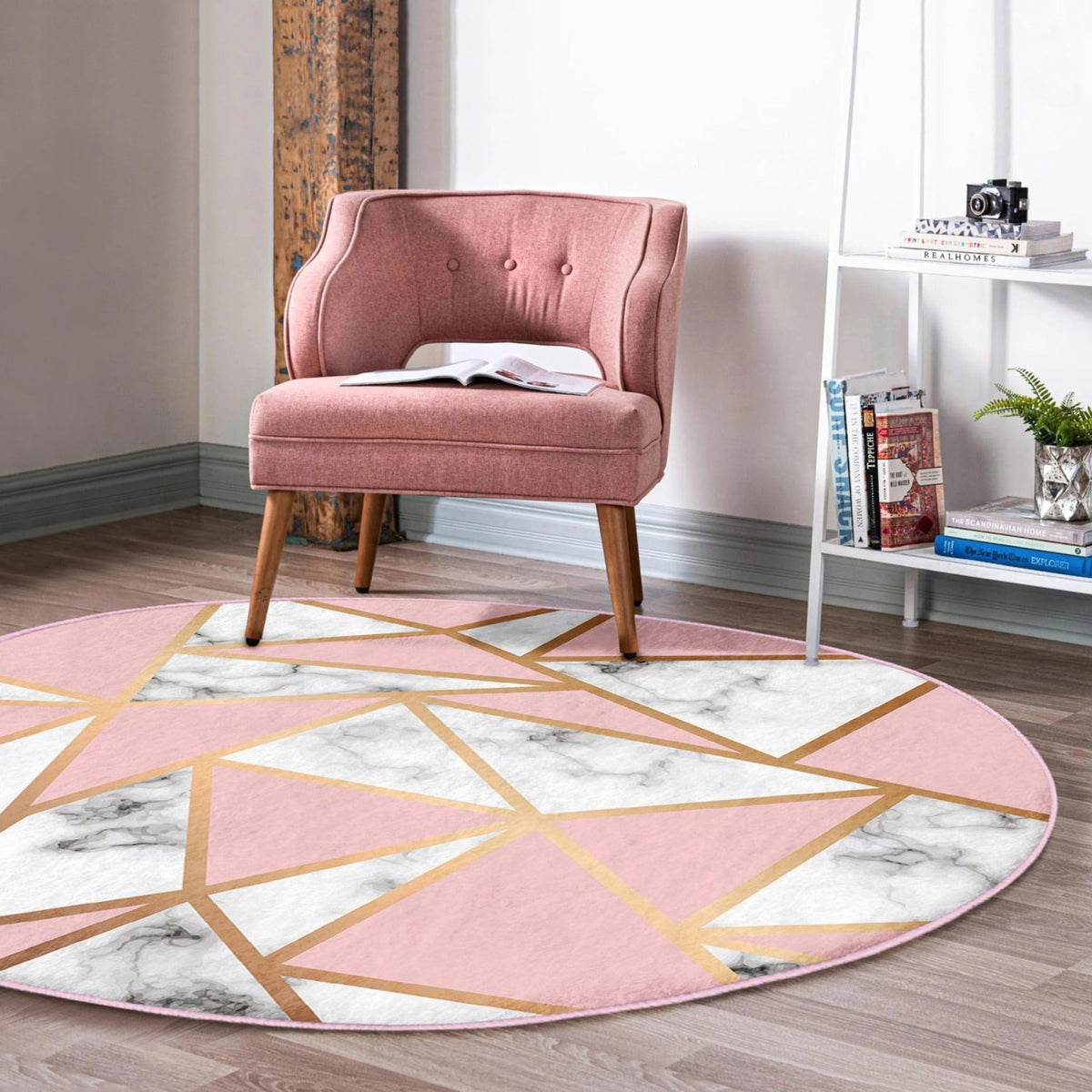 The Blush Diamond Pattern Luxury Round Rug