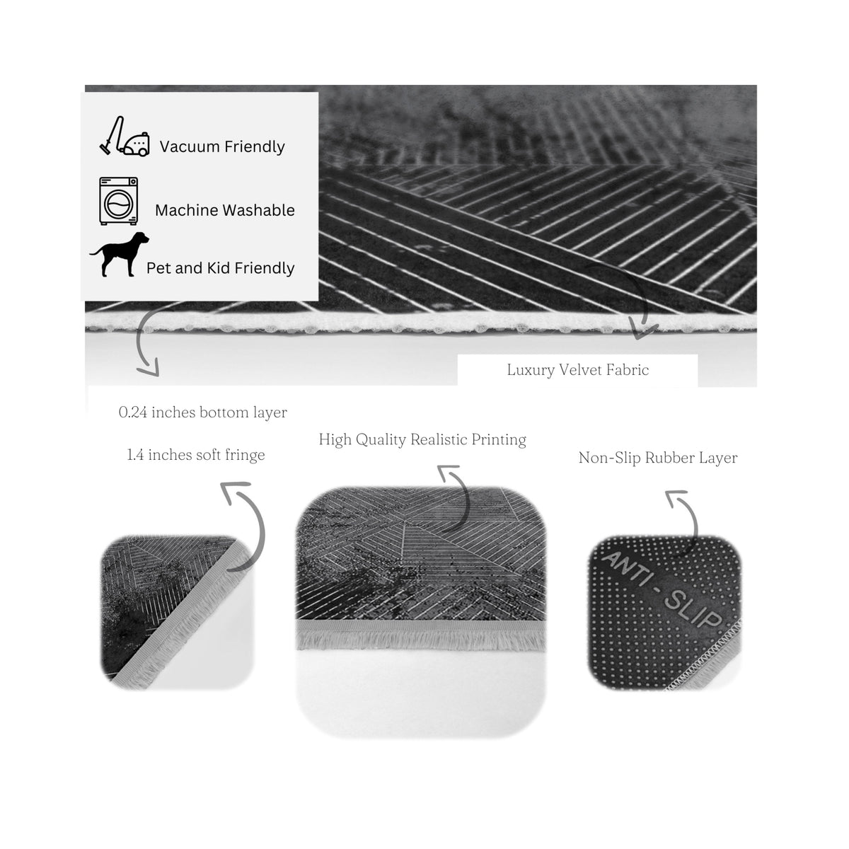 The Geometric Lattice Washable Area Rug