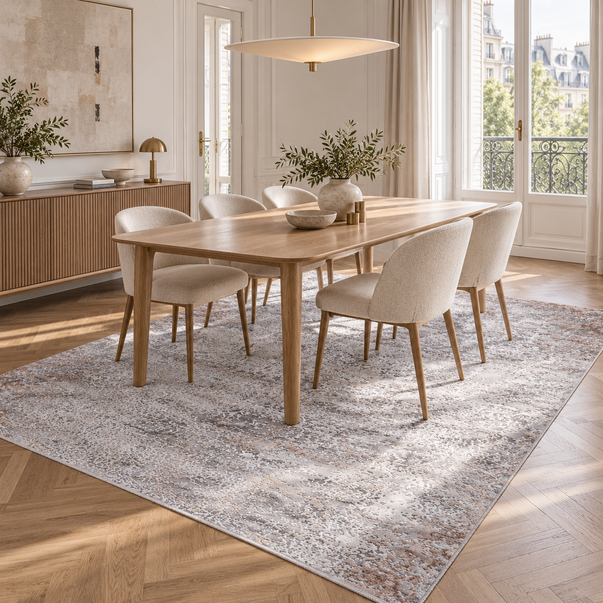 The Tessera Grey Terracotta Abstract Vavien Rug