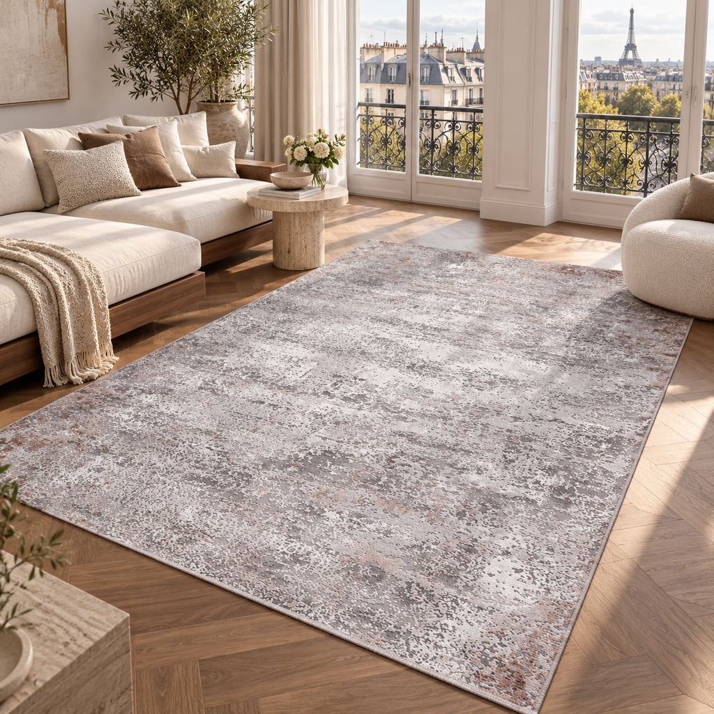 The Tessera Grey Terracotta Abstract Vavien Rug