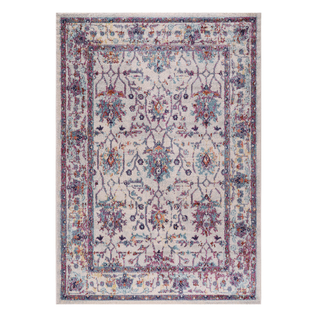 The Vitis Ivory Plum Floral Vintage Rug