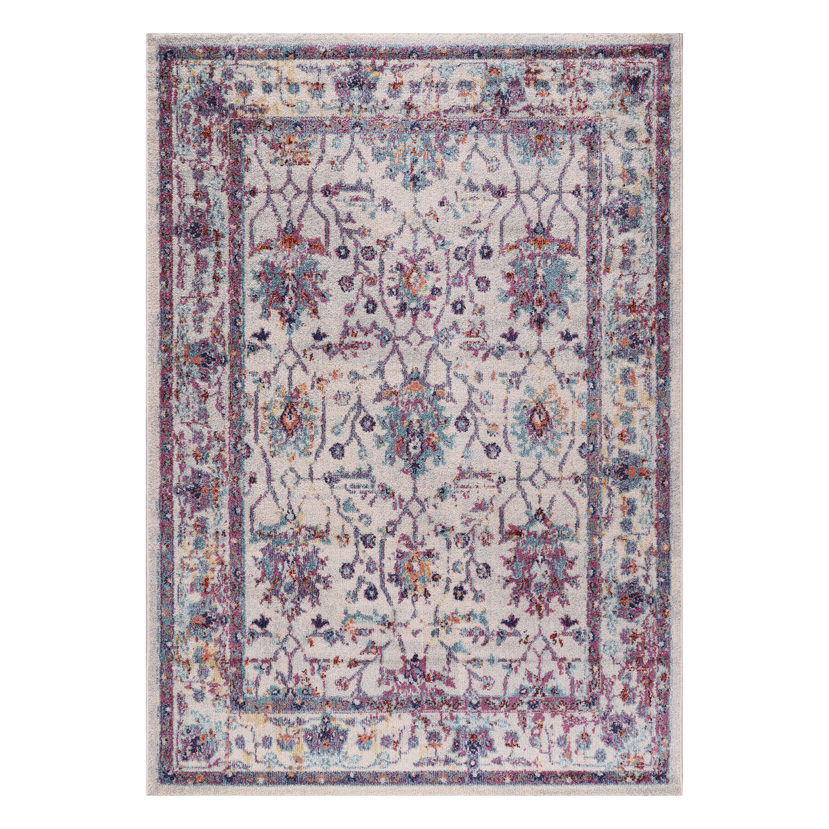 The Vitis Ivory Plum Floral Vintage Rug