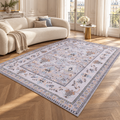 The Aksu Grey Lilac Floral Washable Rug