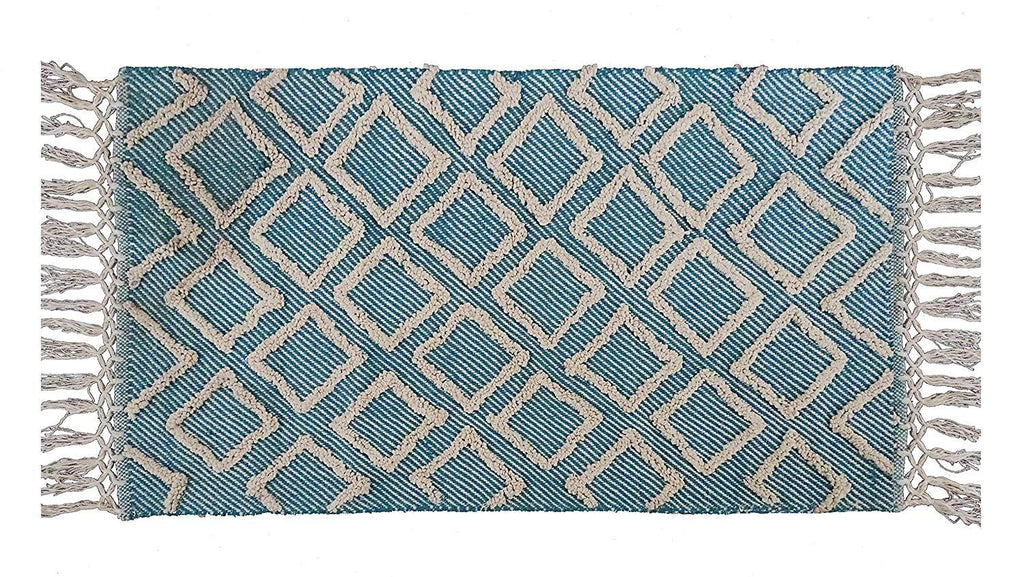 The Accent Rugs Sky Blue Diamond Pattern