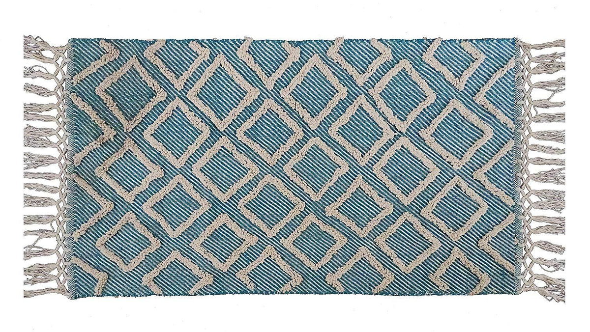 The Accent Rugs Sky Blue Diamond Pattern