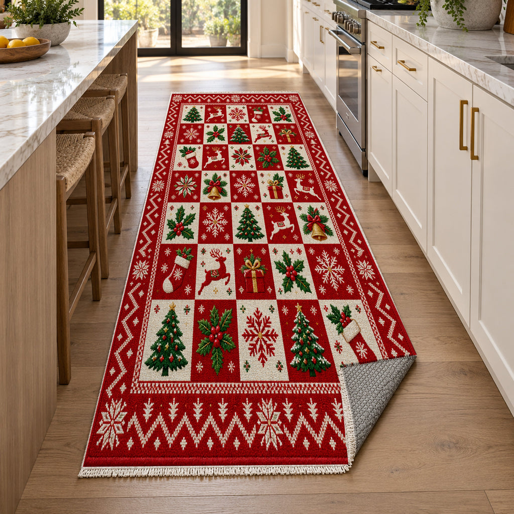 The Yuletide Crimson Washable Rug