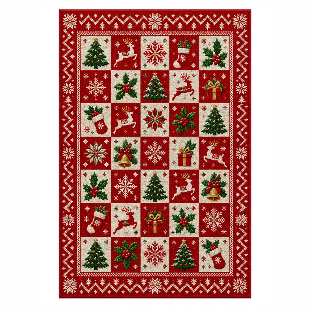 The Yuletide Crimson Washable Rug